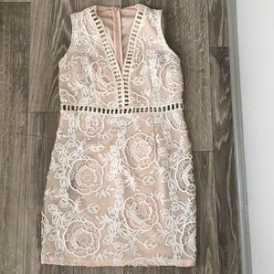 Lace White and Neutral Dress
